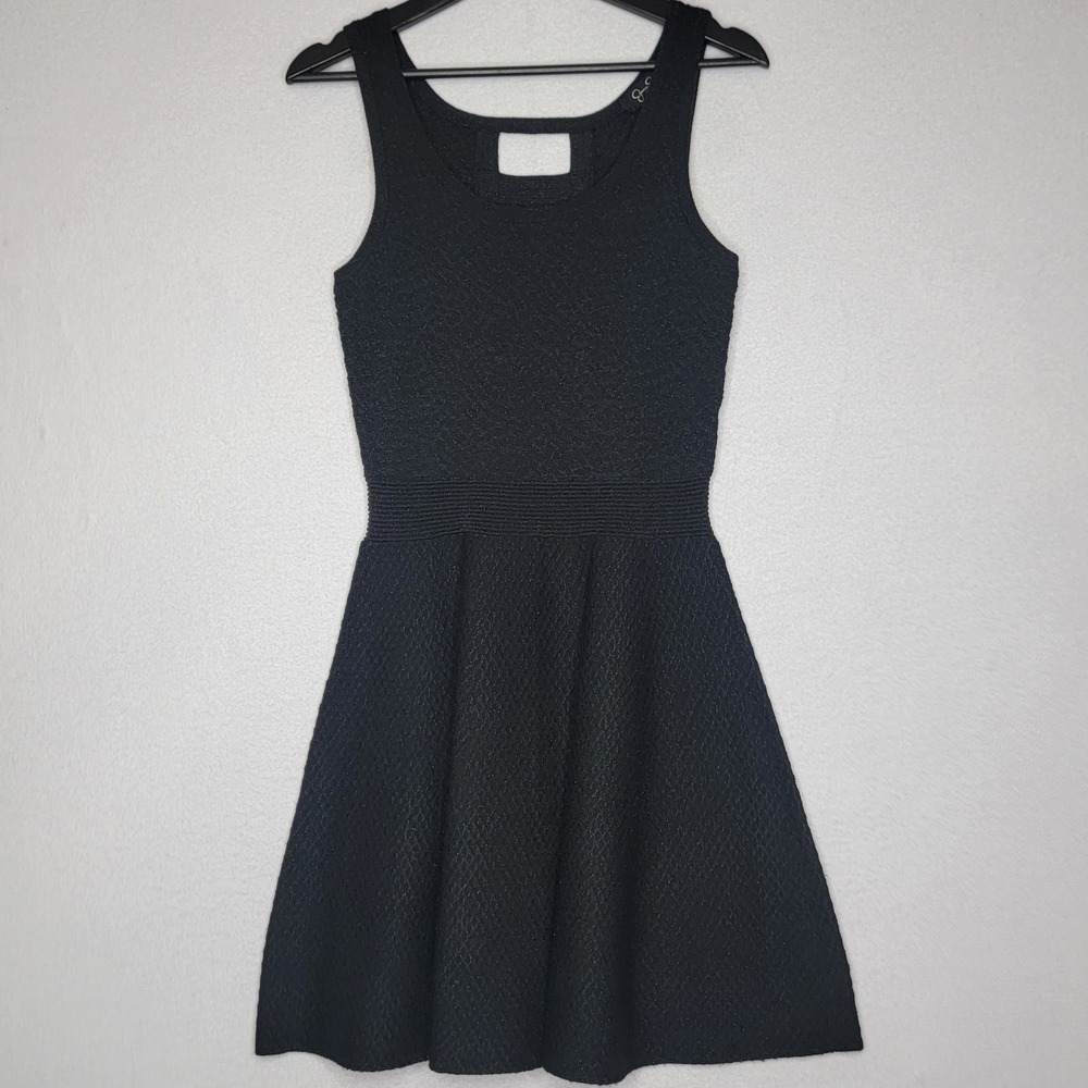 Jessica Simpson Black Metallic Textured Knit Ladder Back Fit &‎ Flare Dress S